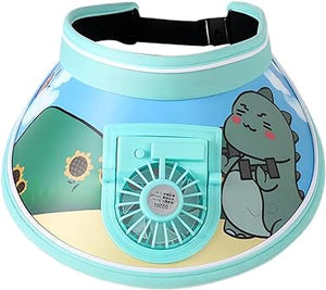 Stay Cool and Stylish with our Animal-Themed Summer Sun Visor Cap: Adjustable Strap and Built-in Fan - Kidspark